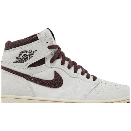 A Ma Maniére x Air Jordan 1 High OG Airness Sail/Burgundy CrushDO7097 100 AJ 1 Sneakers